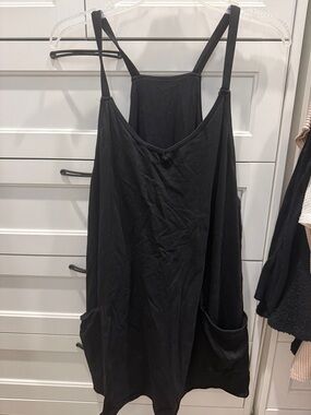 Black Sleeveless Pocket Jumper Dress